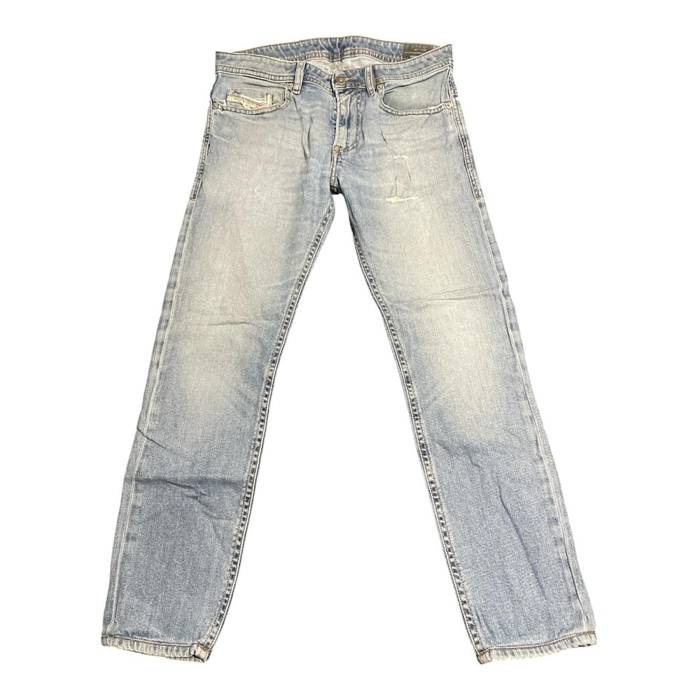 Diesel Jeans Mens W31 Blue Thommer Slim Fit Light Wash Distressed Denim